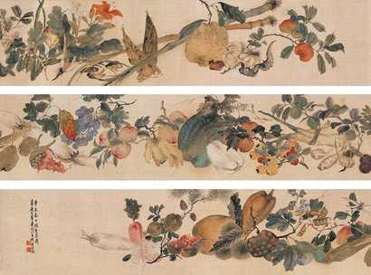 柳君然 辛未（1931年）作 花果图 卷